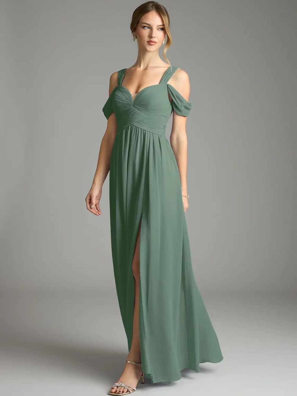 Azazie Lianne Sage Green Chiffon Bridesmaid Dress - Picture 8 of 15